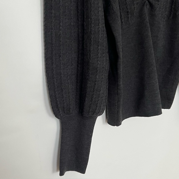 Sandro Paris Sweetheart Neck Wool Blend Cropped Knit Top Gray Medium - Picture 10 of 13